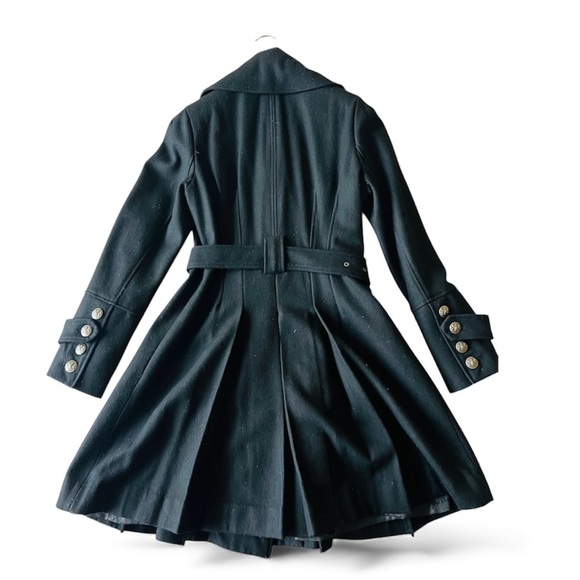 Guess Elegant Black Trench Coat with Silver Buttons - Picture 2 of 7